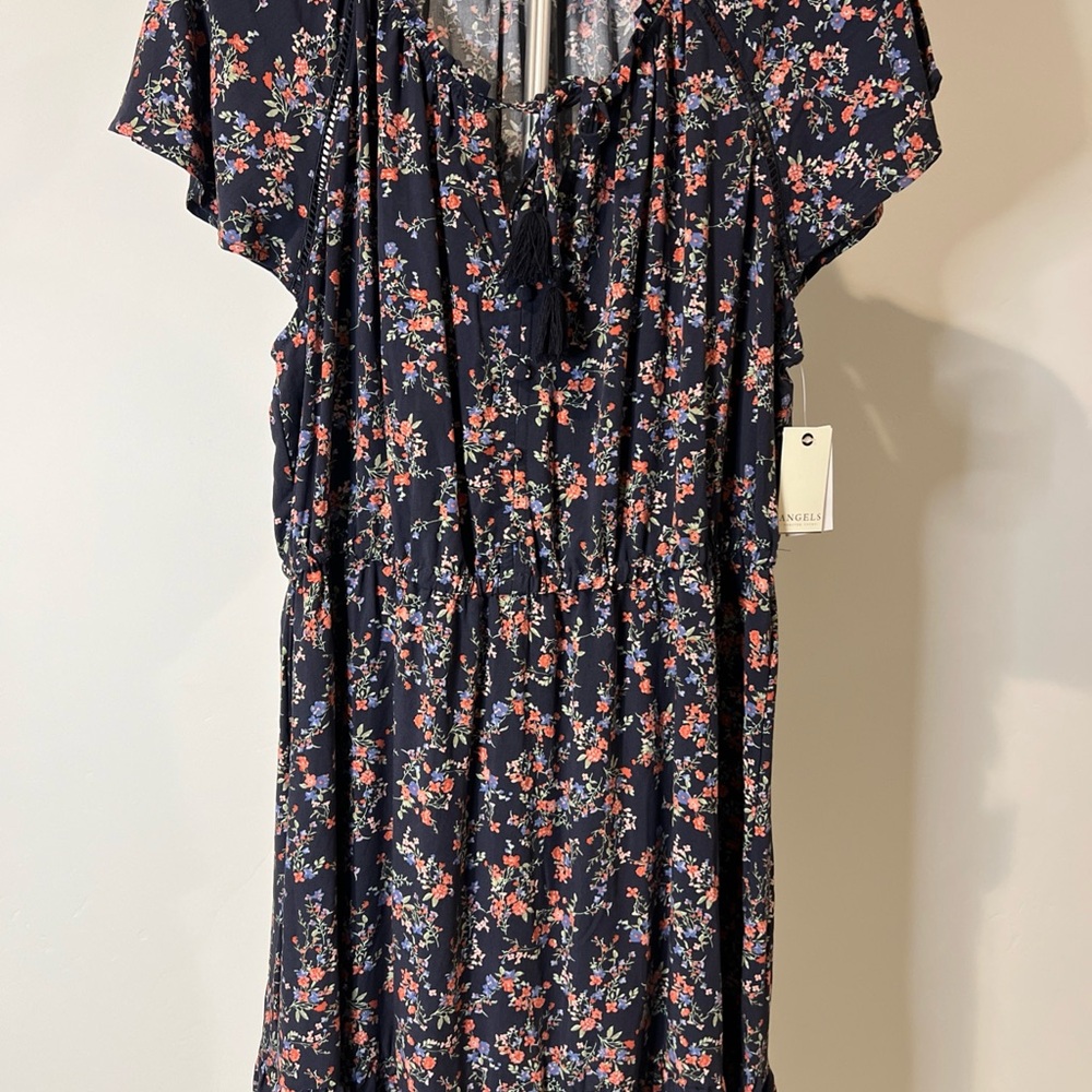 NEW Angels Forever Young Floral Midi Dress Navy w/ blue & orange flowers size XL